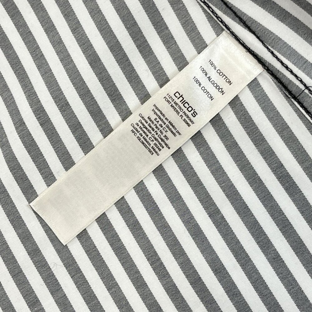 SOLD NWT CHICOS Size 0P Petite Small No-Iron Long Sleeve White Striped Shirt - Picture 12 of 16